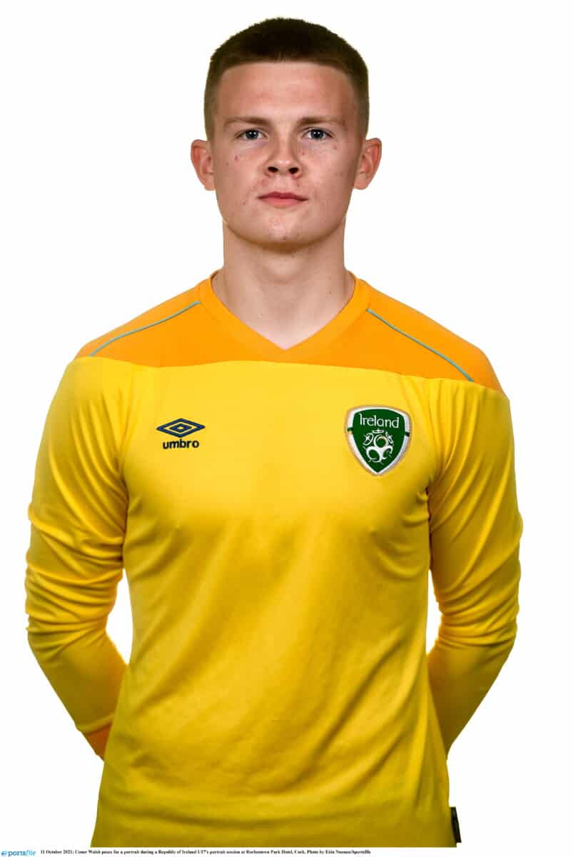 11 October 2021; Conor Walsh poses for a portrait during a Republic of Ireland U17's portrait session at Rochestown Park Hotel, Cork. Photo by Eóin Noonan/Sportsfile