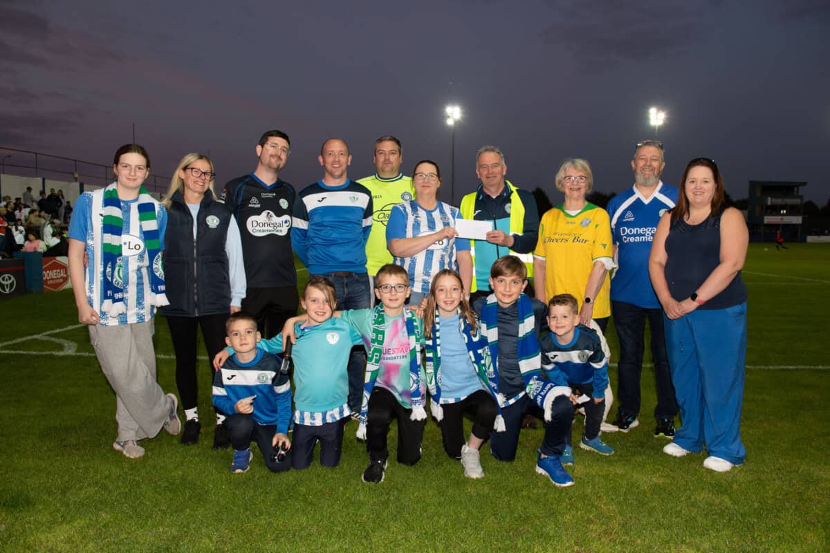 The Devine Family at Half time of Harps Ramblers , Photo by CLARE MCCAHILL