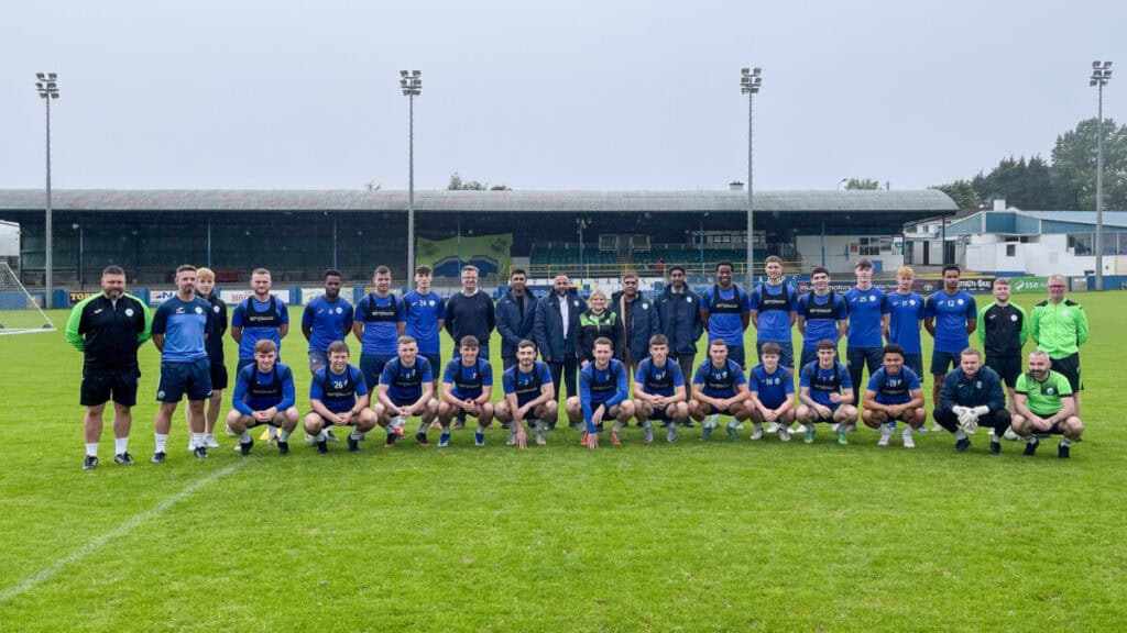 Letterkenny Medics representatives pictured with Finn Harps squad