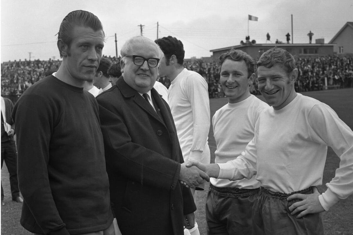 Harps captain John Young along with Charles Courtney from Sligo