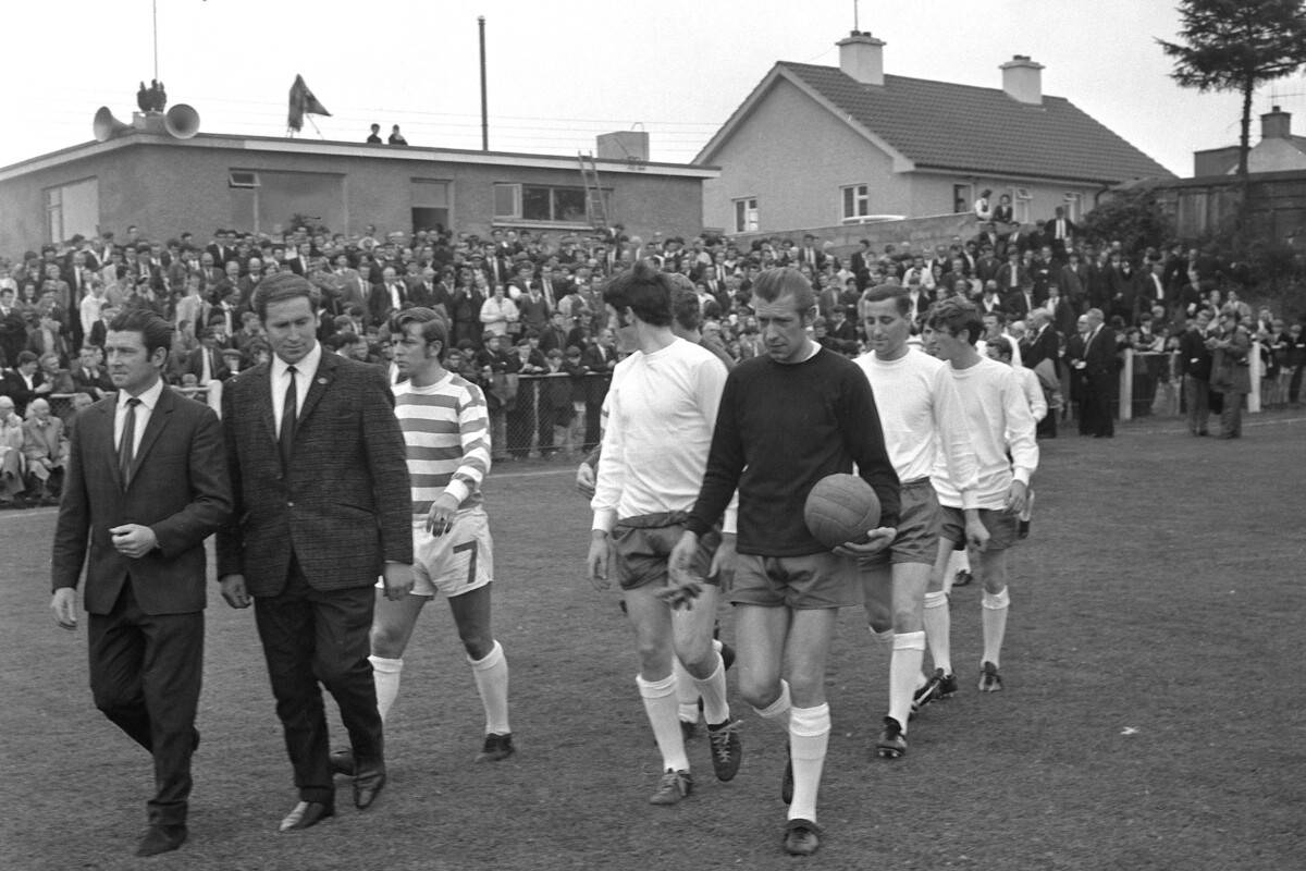 John Young leads Harps on to the pitch in our first senior game